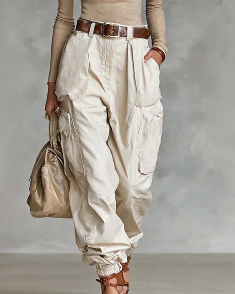 Casual Street Style High Waist Cargo Joggers