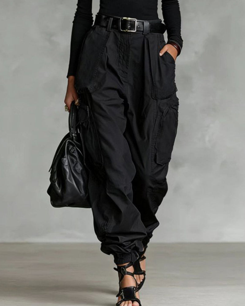 Casual Street Style High Waist Cargo Joggers