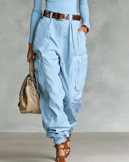 Casual Street Style High Waist Cargo Joggers