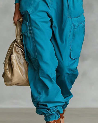 Casual Street Style High Waist Cargo Joggers