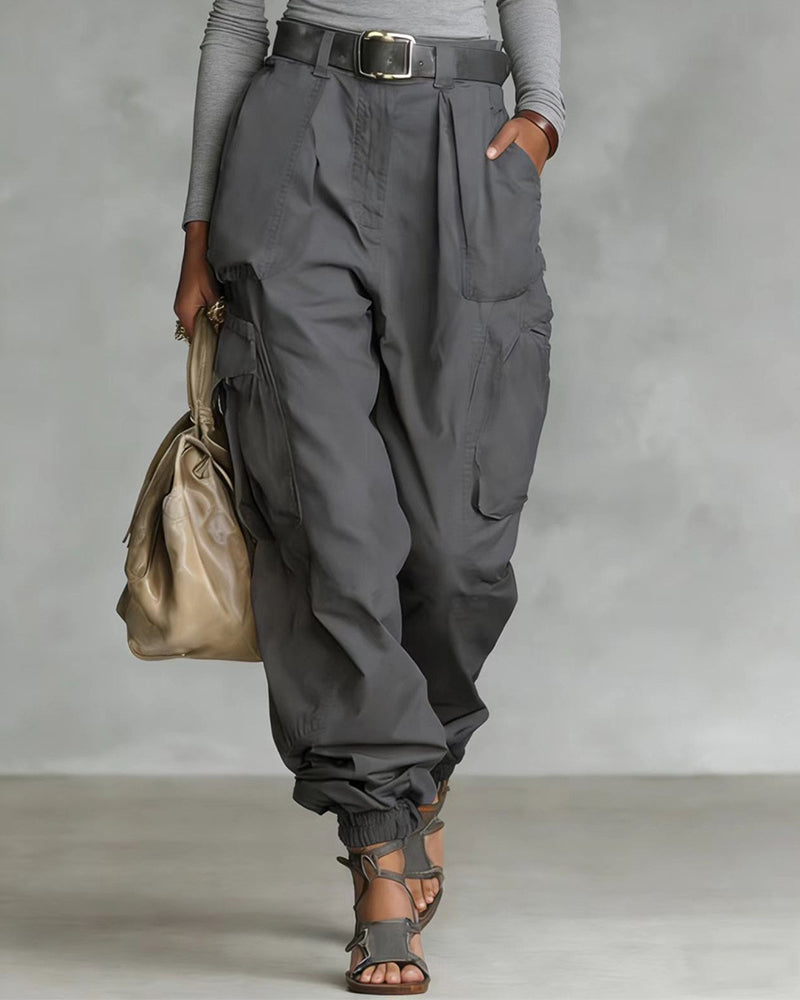 Casual Street Style High Waist Cargo Joggers