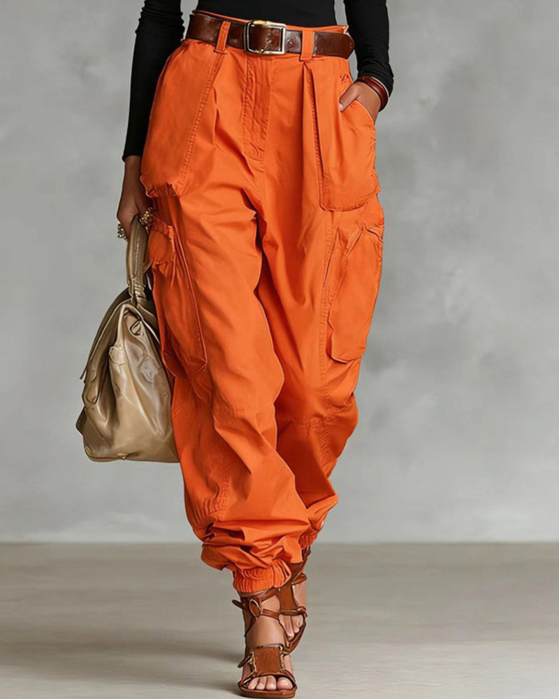 Casual Street Style High Waist Cargo Joggers
