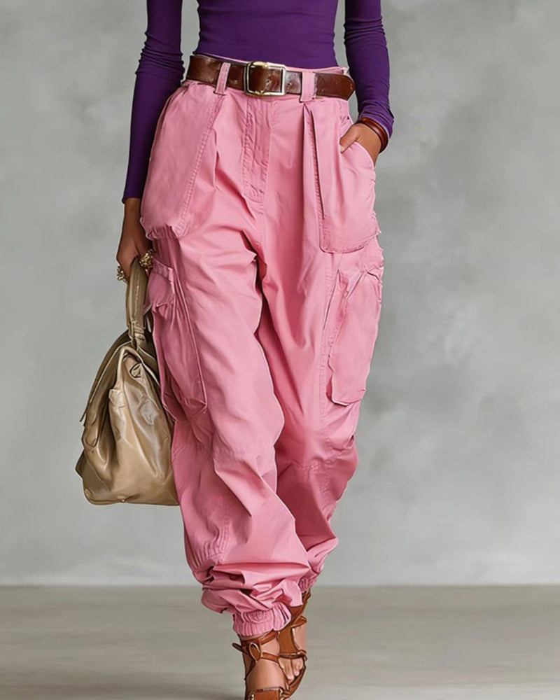 Casual Street Style High Waist Cargo Joggers
