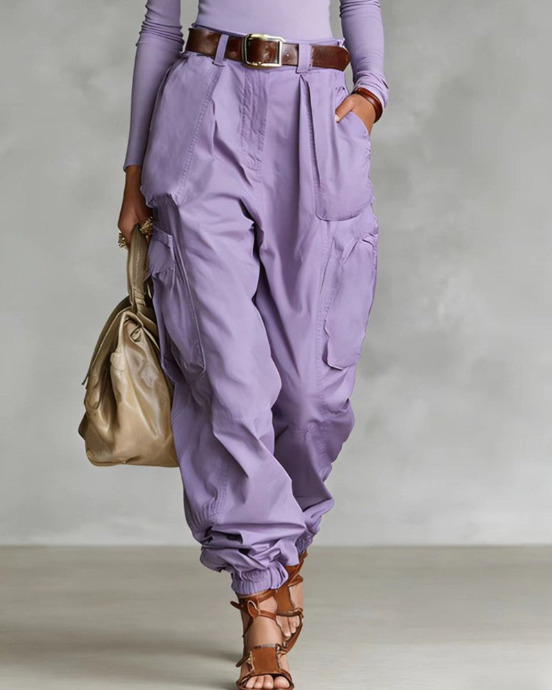 Casual Street Style High Waist Cargo Joggers