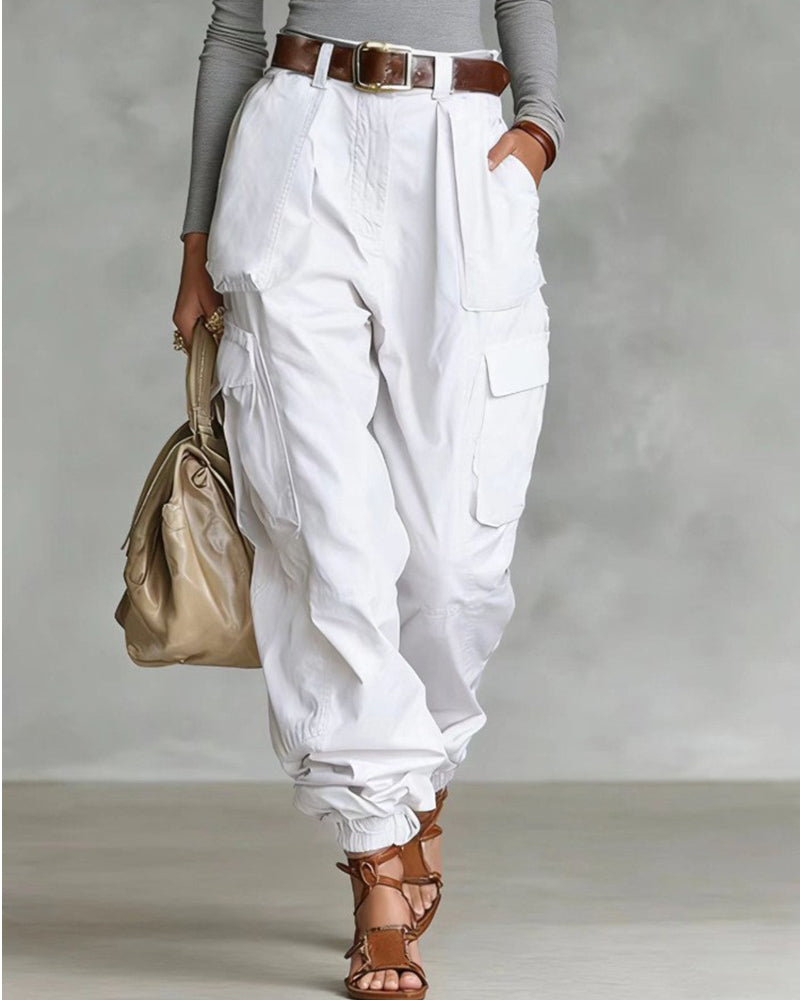 Casual Street Style High Waist Cargo Joggers