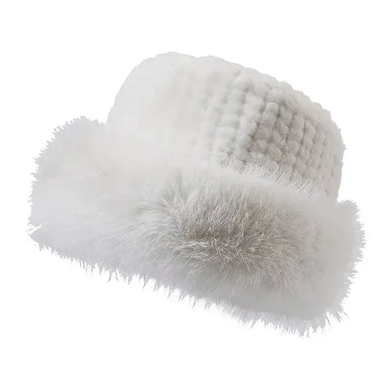 Faux Fur Winter Bucket Hat for Women - Earflap Design, Thickened, Fashionable, Versatile, and Warm