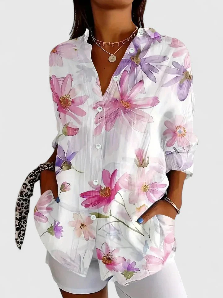 ✨ Women's Blouse Vintage Print Floral Graphic V Neck Long Sleeve Casual Daily Holiday Summer Spring