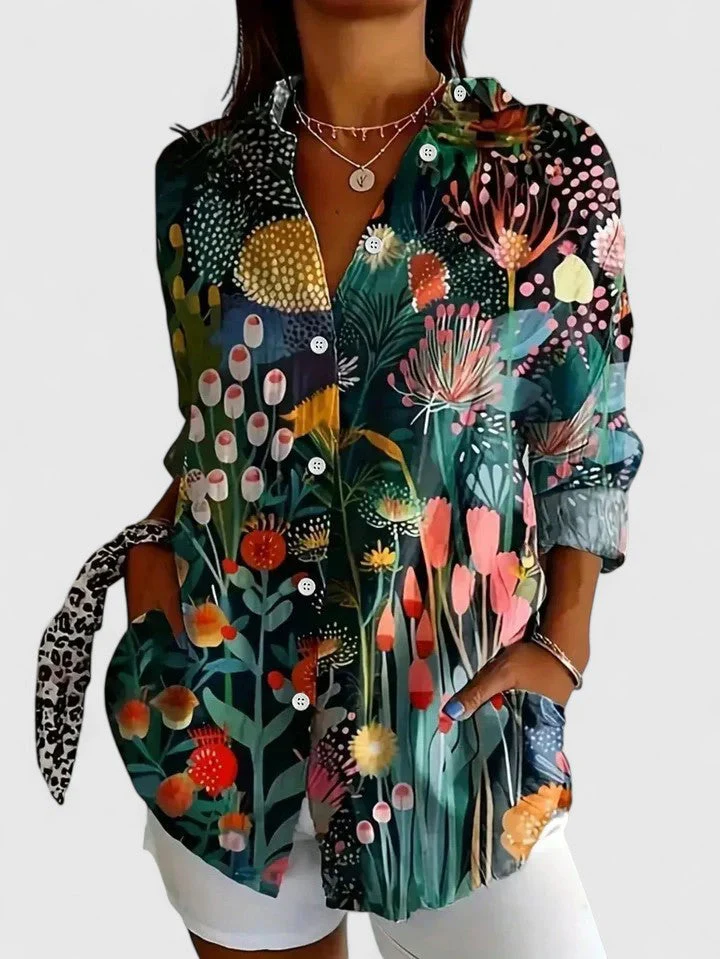 ✨ Women's Blouse Vintage Print Floral Graphic V Neck Long Sleeve Casual Daily Holiday Summer Spring
