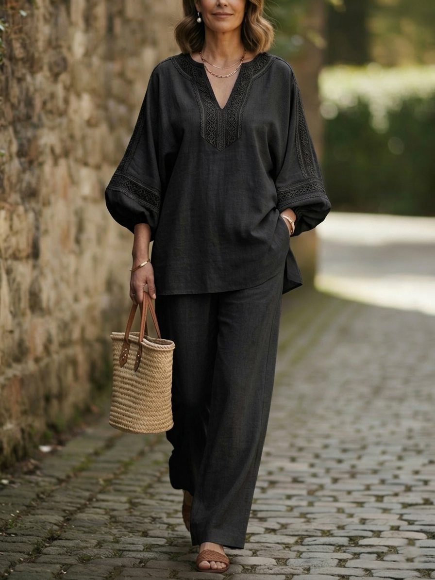 Women's Linen-Blend 2-Piece Resort Set