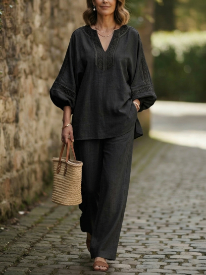 Women's Linen-Blend 2-Piece Resort Set