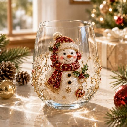 🔥Limited time 50% OFF🎄✨ 3D Christmas Glass Art Cup | Luxury Raised Holiday Glassware for Drinks, Decor & Christmas Gifts 🎁