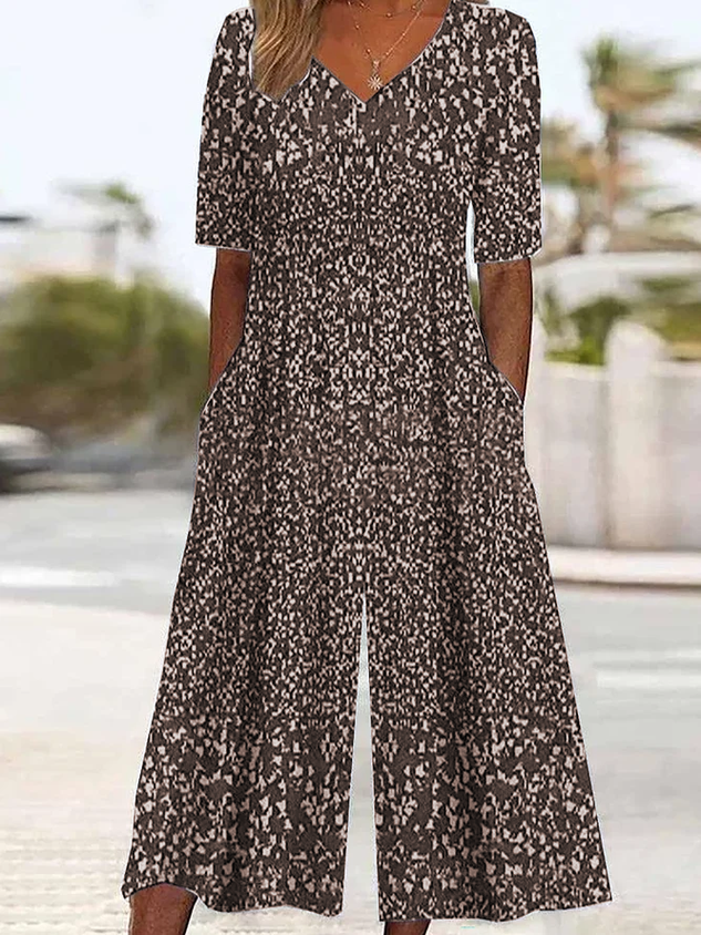 Women's H-Line V Neck Daily Going Out Casual Printing Floral Summer Ankle Pants Jumpsuit Romper