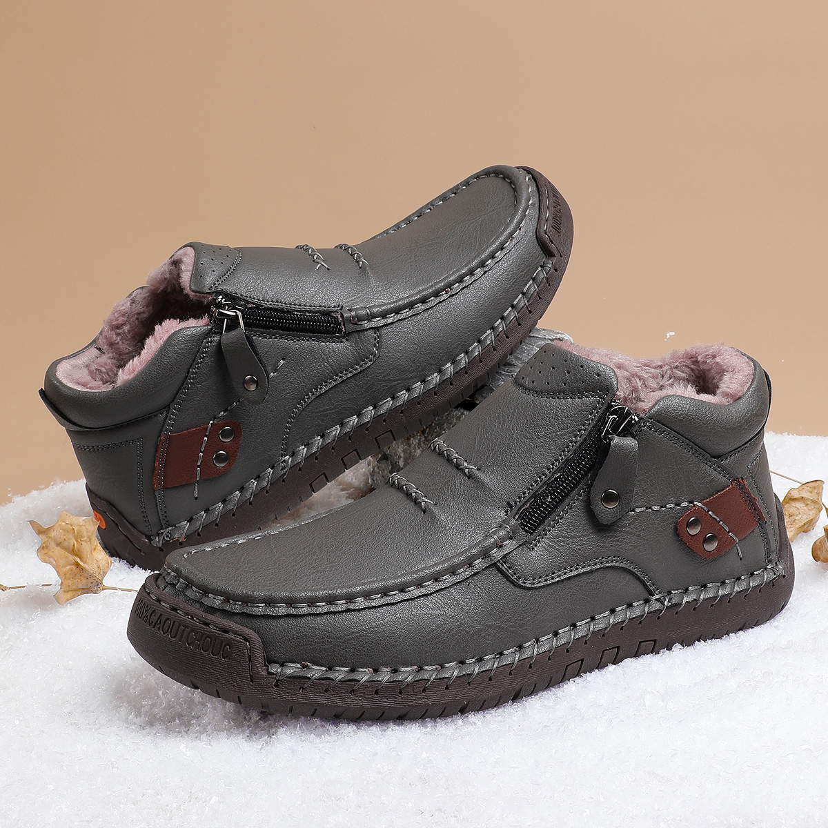 （Free shipping）⏰Limited Time Sale 70% OFF-Men’s Handmade Premium Leather Slip-On Driving Boots – Wide Toe, Arch Support, Waterproof, Pressure Relief, Non-Slip Sole&Warmth for Casual, Travel & Outdoor