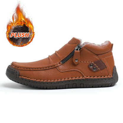（Free shipping）⏰Limited Time Sale 70% OFF-Men’s Handmade Premium Leather Slip-On Driving Boots – Wide Toe, Arch Support, Waterproof, Pressure Relief, Non-Slip Sole&Warmth for Casual, Travel & Outdoor