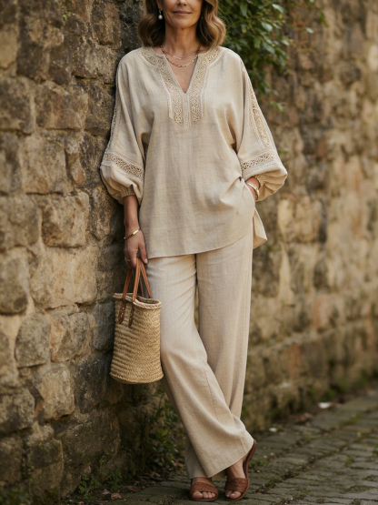 Women's Linen-Blend 2-Piece Resort Set