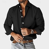 Men's Shirt Dress Shirt Casual Shirt Plain Outdoor Street Black White Navy Blue Blue Long Sleeve Lapel Summer Spring Clothing Apparel Plain