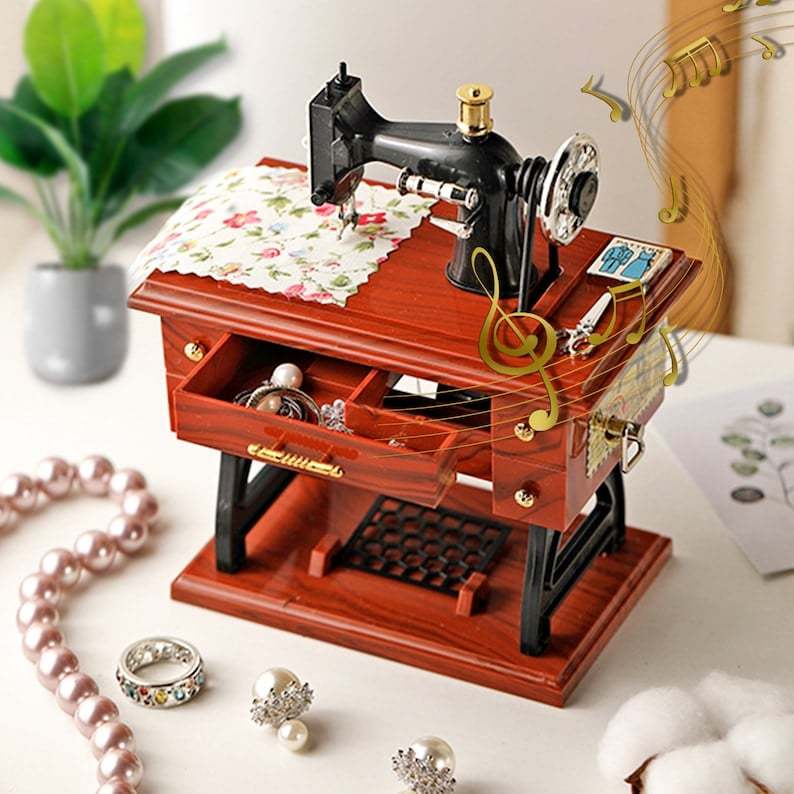 Vintage Sewing Machine Music Box