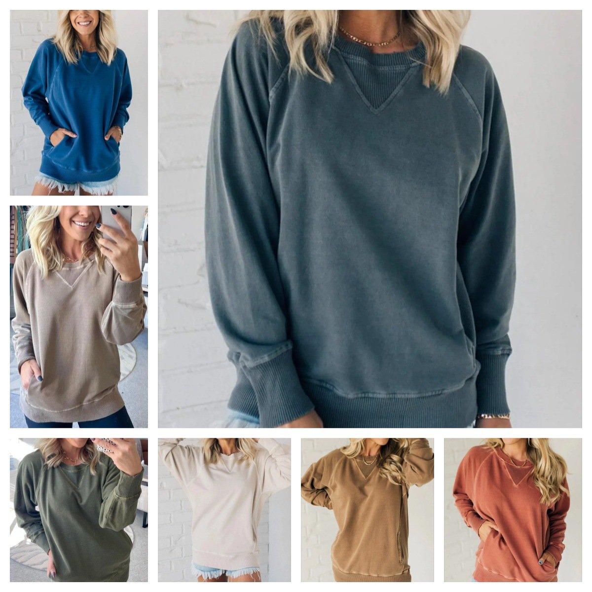 ❄️Winter Hot Sale Promotion-49% OFF-🌸Women's Ribbed Accent Pocketed Pullover