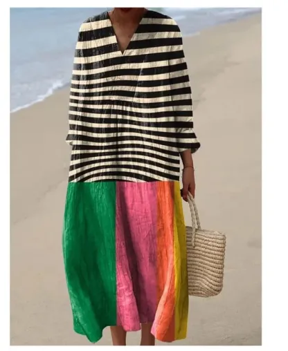 Women's Maxi Dress Casual Dress Floral Dress Elegant Beach Loose Fit Floral Half Sleeve Crew Neck