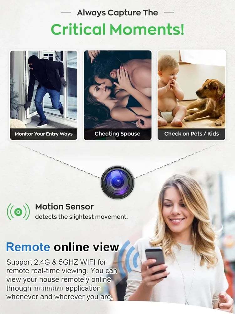 Mini WiFi Security Camera 1080P HD with Infrared Night Vision