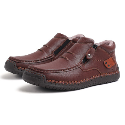 （Free shipping）⏰Limited Time Sale 70% OFF-Men’s Handmade Premium Leather Slip-On Driving Boots – Wide Toe, Arch Support, Waterproof, Pressure Relief, Non-Slip Sole&Warmth for Casual, Travel & Outdoor