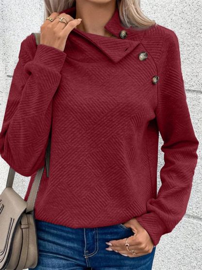 Clearance🔥Women's High Neck Special Button Designer Sweatshirt