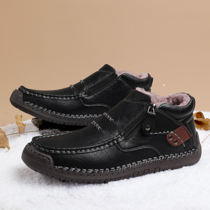 （Free shipping）⏰Limited Time Sale 70% OFF-Men’s Handmade Premium Leather Slip-On Driving Boots – Wide Toe, Arch Support, Waterproof, Pressure Relief, Non-Slip Sole&Warmth for Casual, Travel & Outdoor