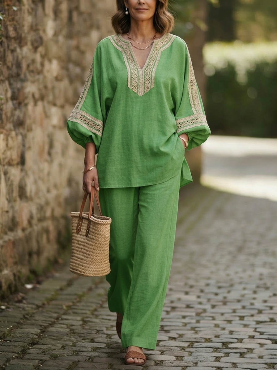 Women's Linen-Blend 2-Piece Resort Set
