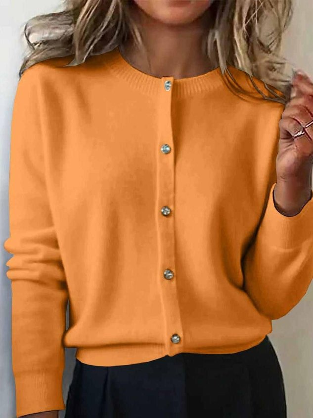 Women's Autumn And Winter Round Neck Cardigan Sweater Versatile Short 