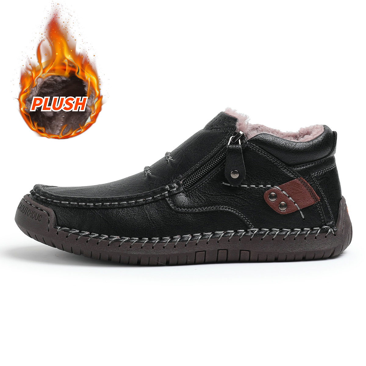 （Free shipping）⏰Limited Time Sale 70% OFF-Men’s Handmade Premium Leather Slip-On Driving Boots – Wide Toe, Arch Support, Waterproof, Pressure Relief, Non-Slip Sole&Warmth for Casual, Travel & Outdoor