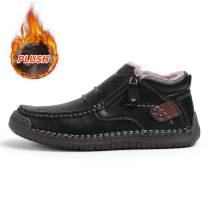 （Free shipping）⏰Limited Time Sale 70% OFF-Men’s Handmade Premium Leather Slip-On Driving Boots – Wide Toe, Arch Support, Waterproof, Pressure Relief, Non-Slip Sole&Warmth for Casual, Travel & Outdoor