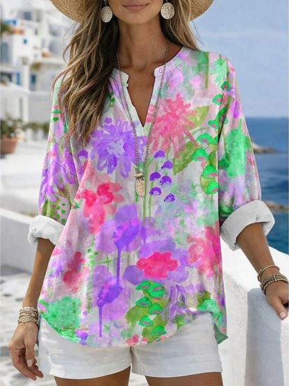 ✨ Women's Blouse Vintage Print Floral Graphic  V Neck Long Sleeve Casual Daily Holiday Summer Spring