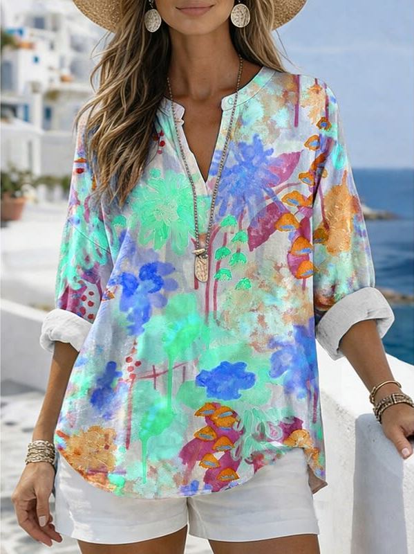 ✨ Women's Blouse Vintage Print Floral Graphic  V Neck Long Sleeve Casual Daily Holiday Summer Spring