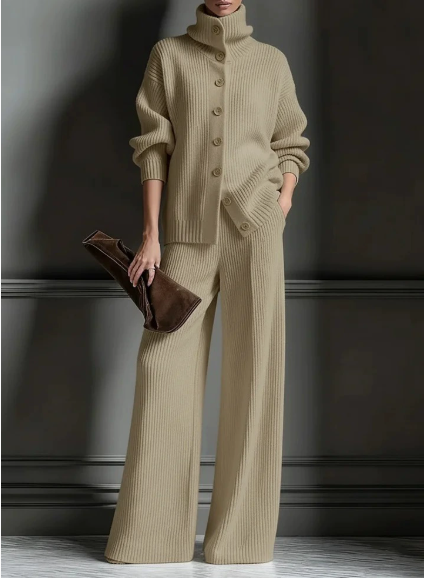 Women's Cozy Cardigan Sweater and Pants Two-Piece Set（free shipping）