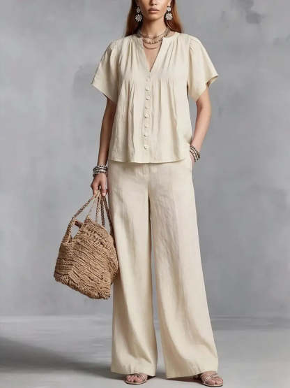 New Arrivals🔥Women's Linen Wide-leg Pants Set
