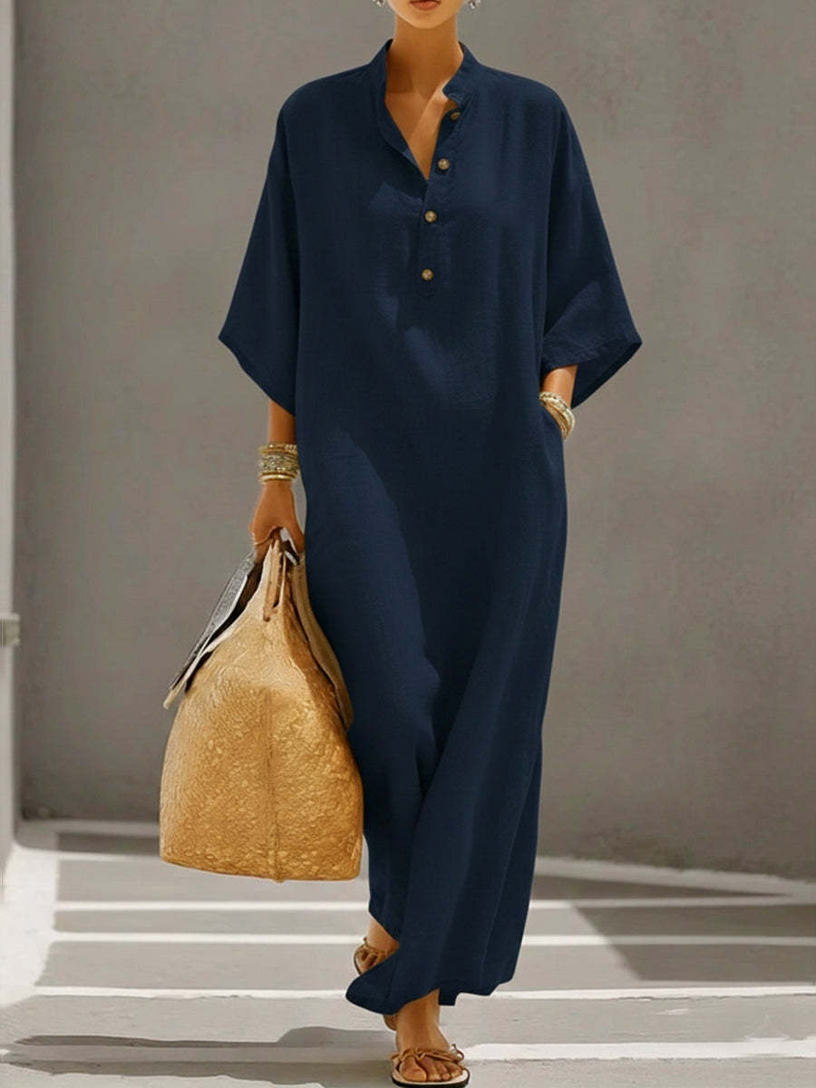 Loose And Cozy Linen And Cotton Dress