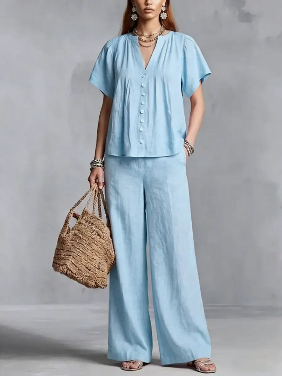New ArrivalsWomen's Linen Wide-leg Pants Set