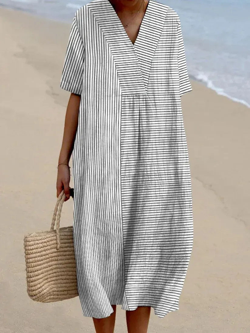 Women's Maxi Dress Casual Dress Floral Dress Elegant Beach Loose Fit Floral Half Sleeve Crew Neck