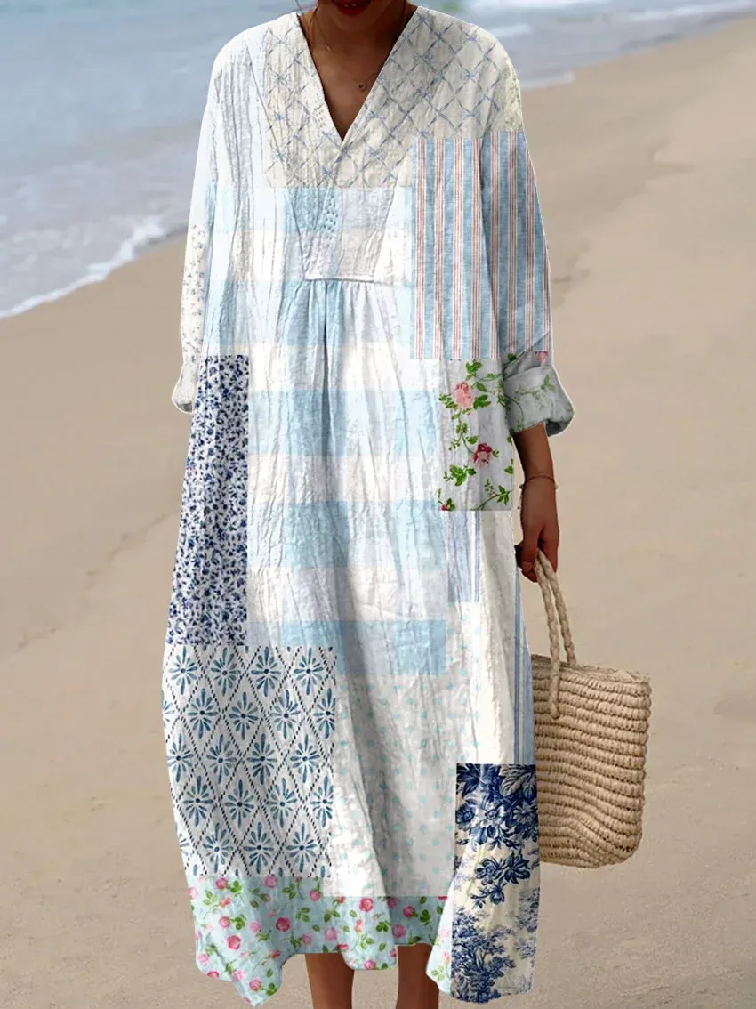Women's Maxi Dress Casual Dress Floral Dress Elegant Beach Loose Fit Floral Half Sleeve Crew Neck