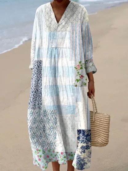 Women's Maxi Dress Casual Dress Floral Dress Elegant Beach Loose Fit Floral Half Sleeve Crew Neck