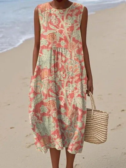 Women's SummerAbstract Pattern Art Print Cotton Dress