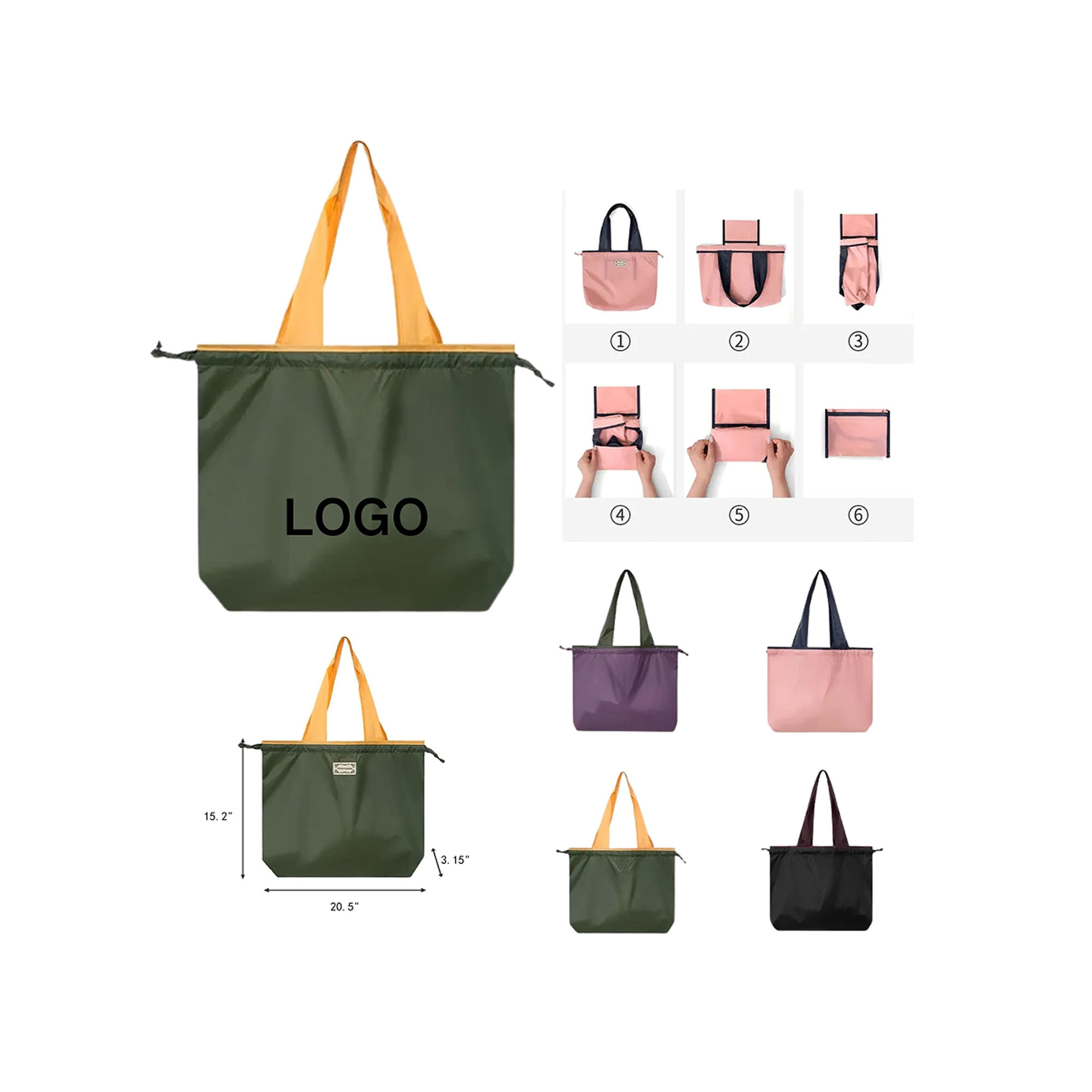 Foldable Drawstring Shopping Bag