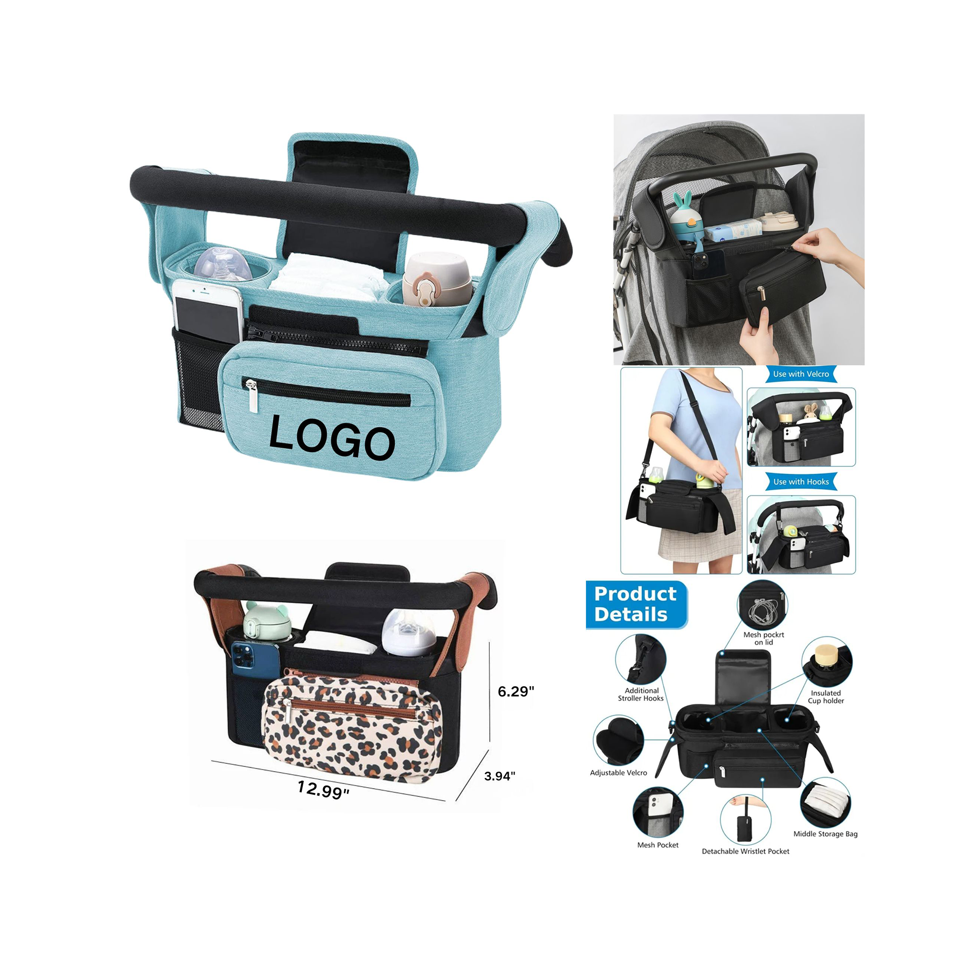 Universal Stroller Organizer with Cup Holders
