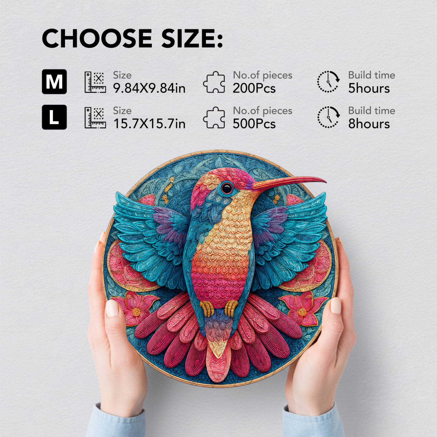 Rainbow Hummingbird Wooden Jigsaw Puzzle