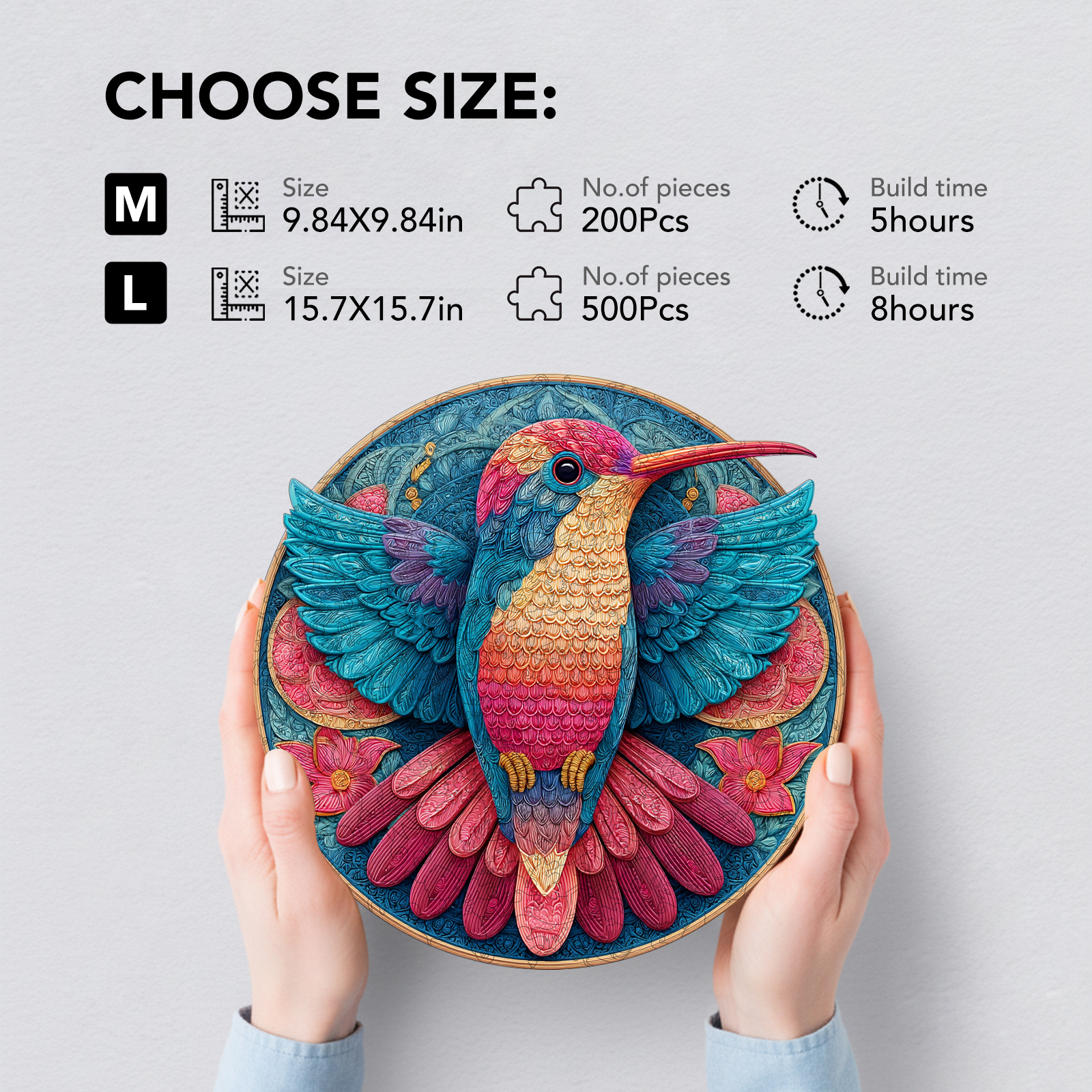 Rainbow Hummingbird Wooden Jigsaw Puzzle