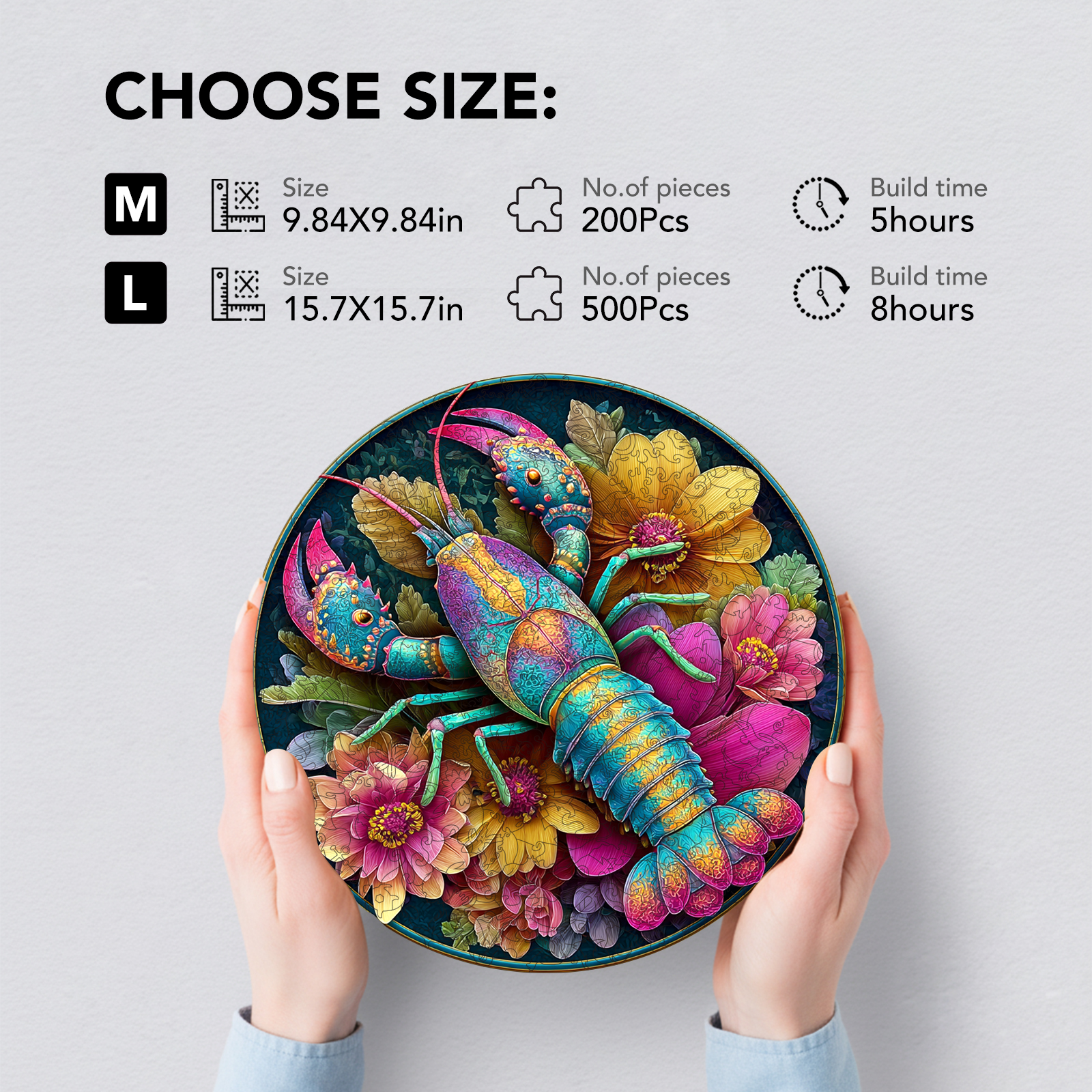 Flower Cluster Shrimp Wooden Jigsaw Puzzle