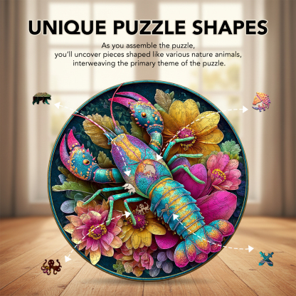 Flower Cluster Shrimp Wooden Jigsaw Puzzle