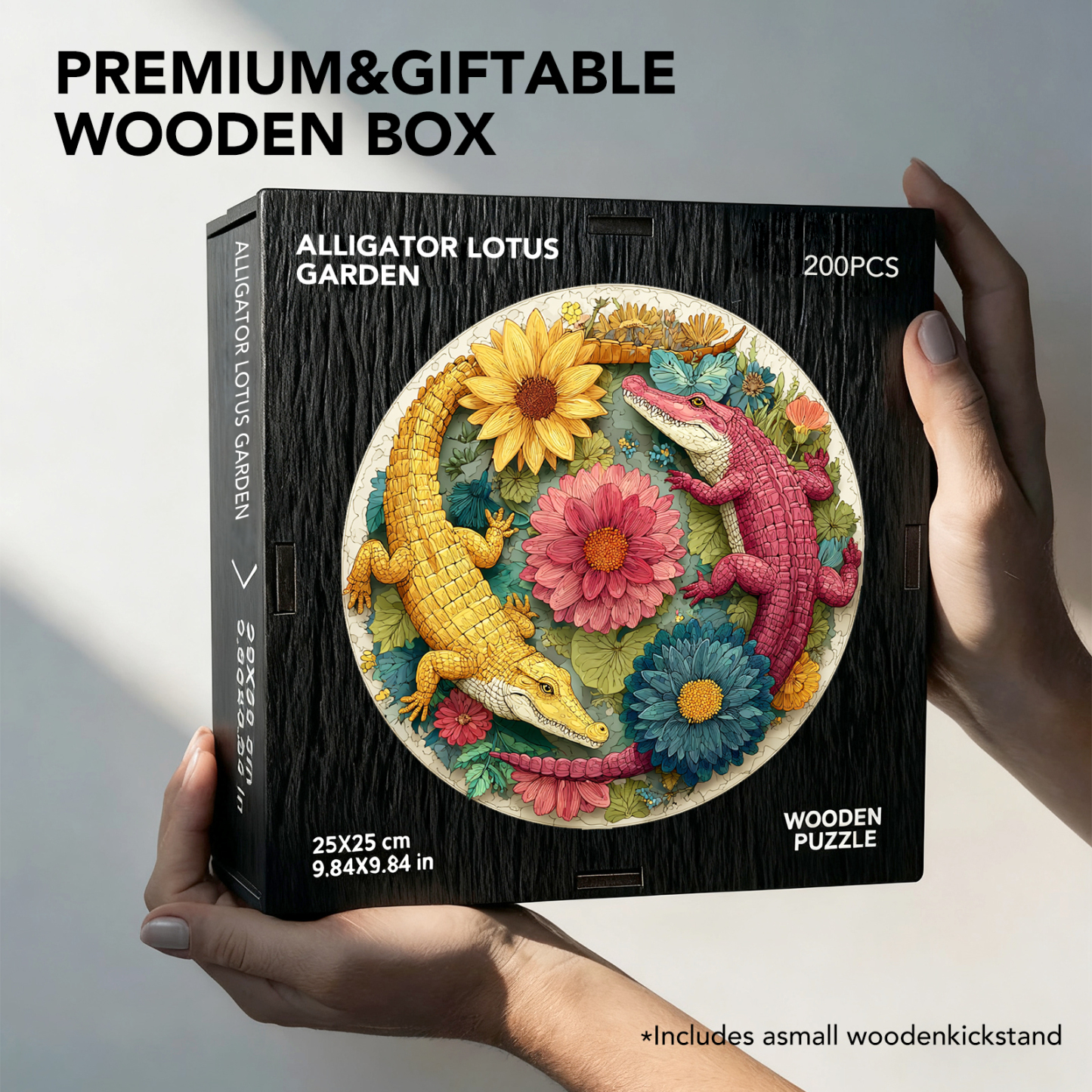 Alligator Lotus Garden Wooden Jigsaw Puzzle