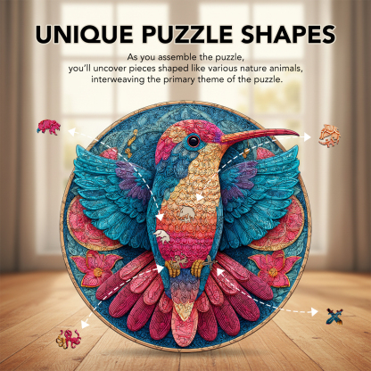 Rainbow Hummingbird Wooden Jigsaw Puzzle