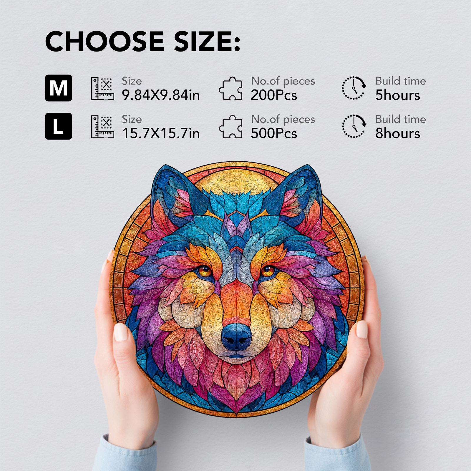 Glass Wolf Countenance Wooden Jigsaw Puzzle